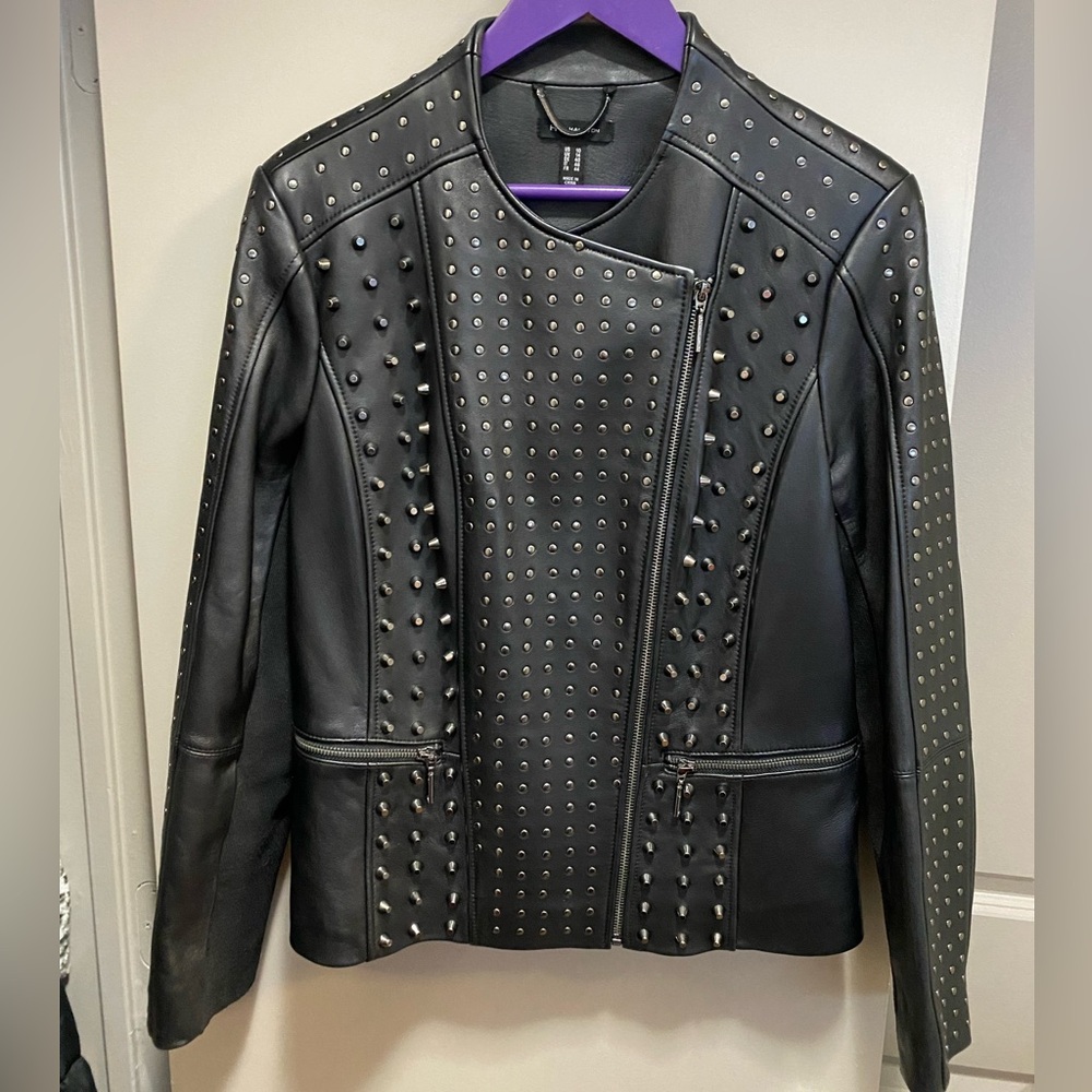 GORGEOUS Lamb leather moto style studded jacket